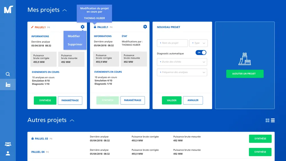 Metroscope : gestion des projets de centrale