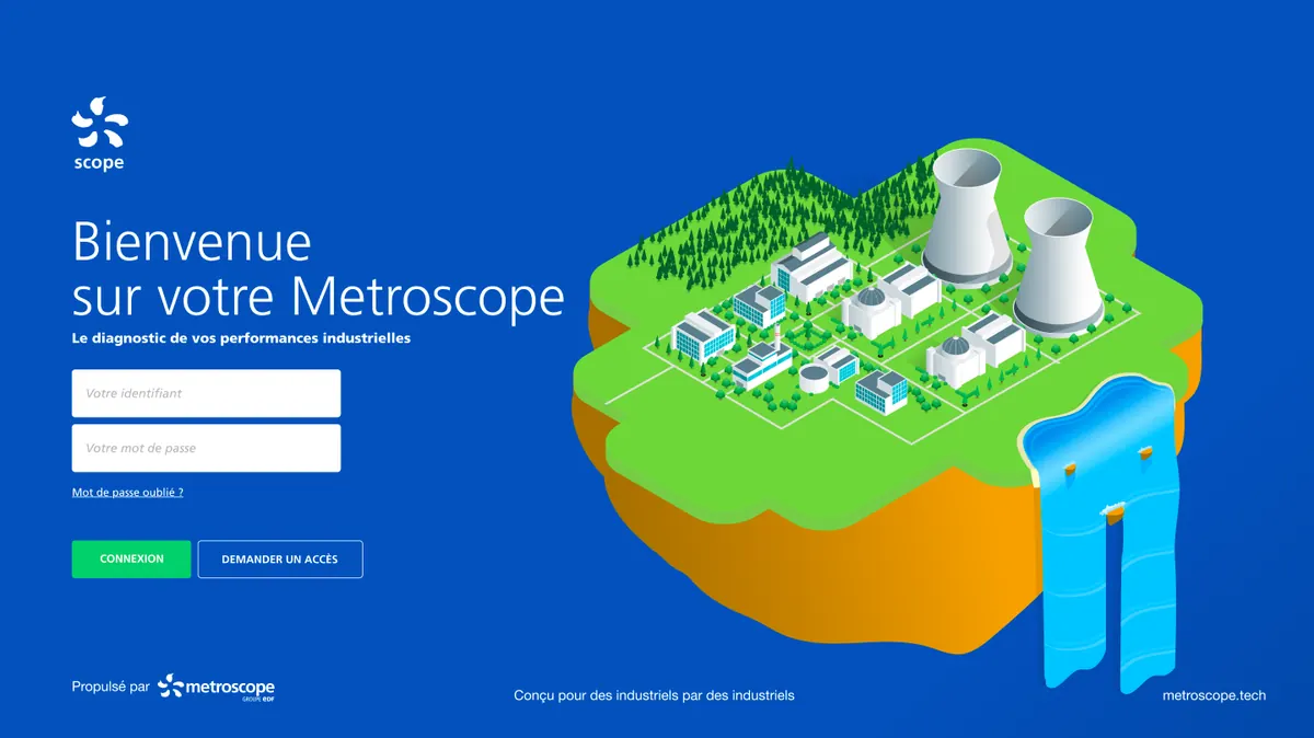 Metroscope : écran de connexion « Bienvenue sur votre Metroscope »