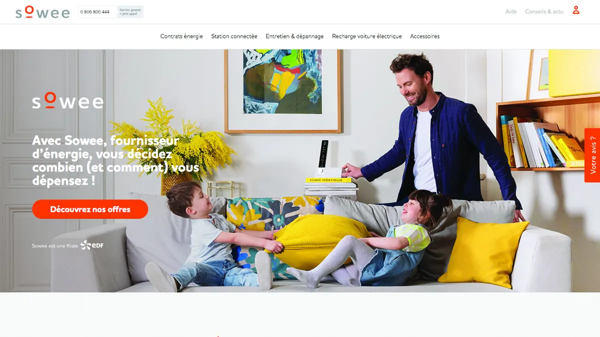Sowee : page d’accueil du site e-commerce de la maison connectée d’EDF